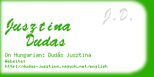 jusztina dudas business card